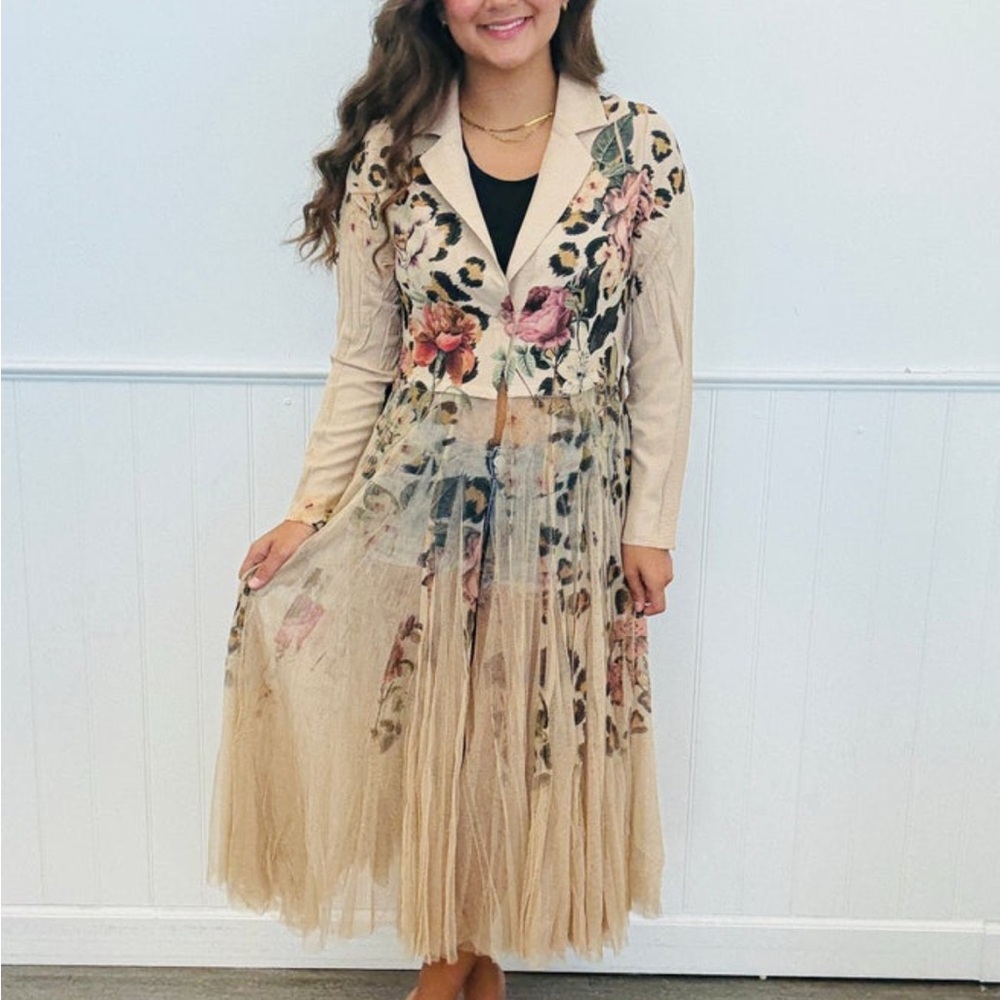 Origami brand floral animal print with long TULLE skirt GORGEOUS western boho - Picture 6 of 8